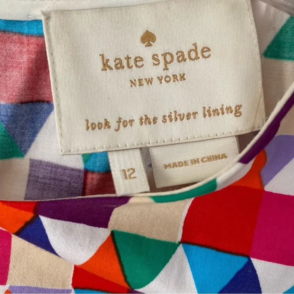 Kate Spade New York Abbey Colorful Geometric Print Dress Silk Blend size 12